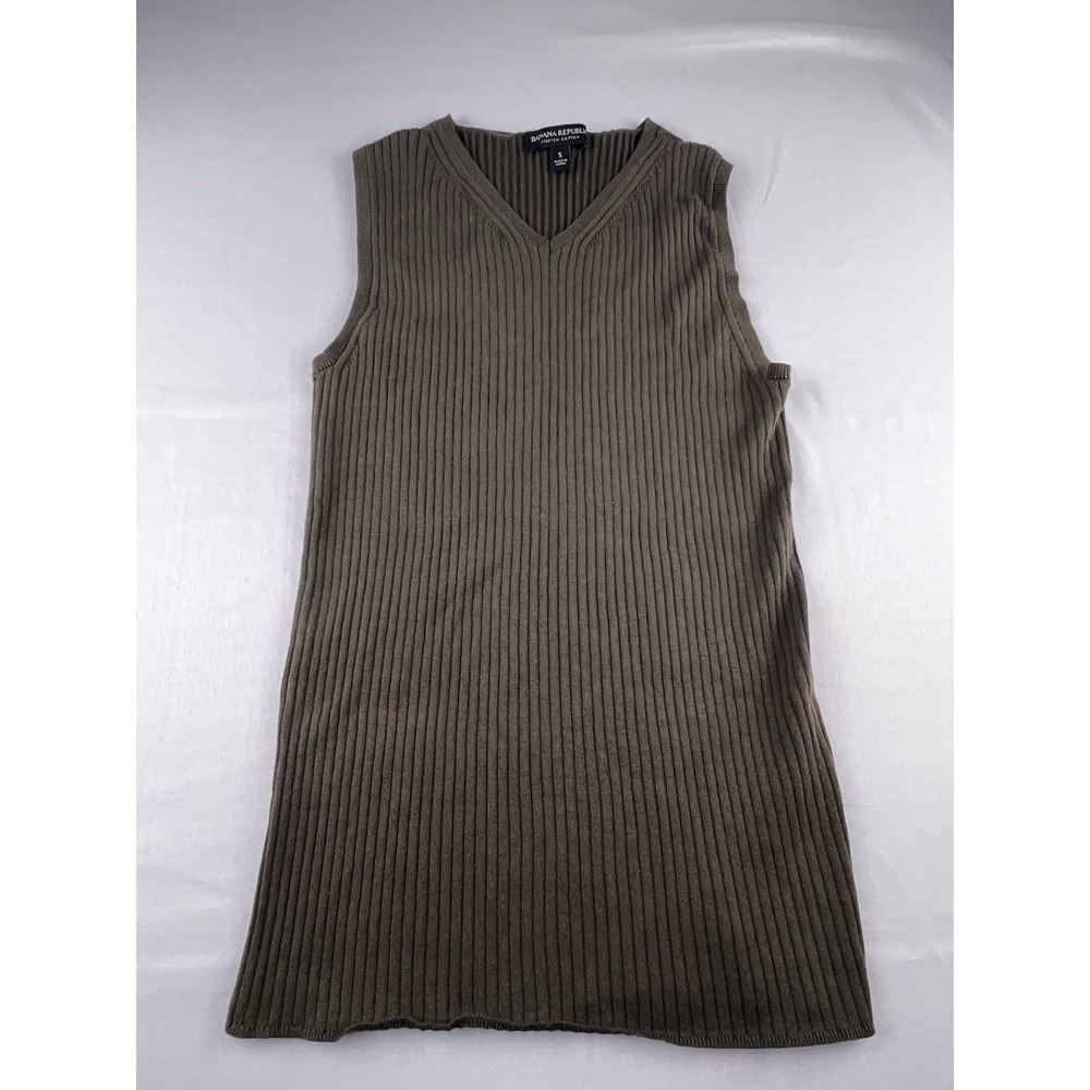Banana Republic Ribbed Sleeveless Sweater Vest‎ Olive Green Career Office Small